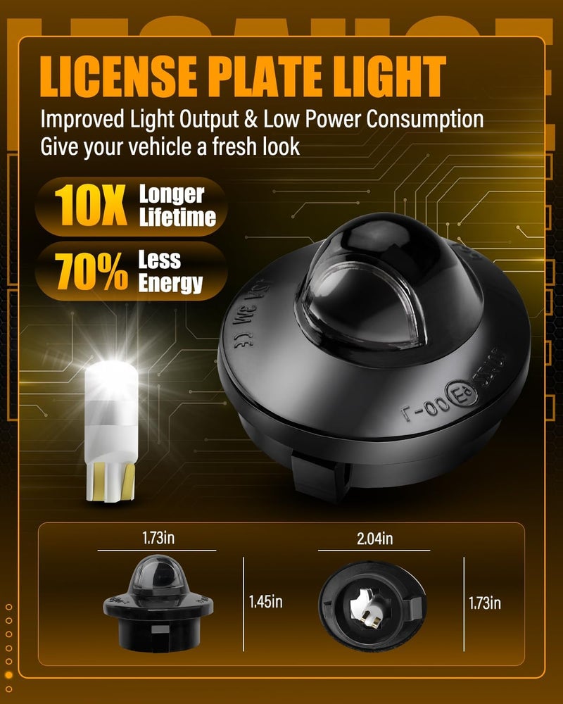 LESAUCE مجموعة إضاءة لوحة الترخيص LED لشاحنات وسيارات فورد الرياضية (1990-2016) – تركيب مباشر F150، F250، سوبر ديوتي، برونكو، رينجر – 6000K أبيض LED، هيكل أسود، مجموعة أسلاك توصيل وتشغيل - Image 3